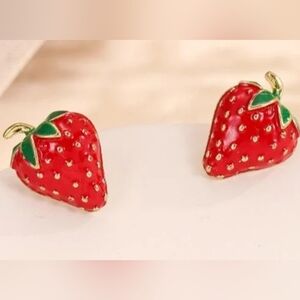 Strawberry Stud Earrings 0.25" Food